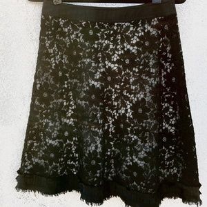 Black Floral Lace A-Line Skirt
